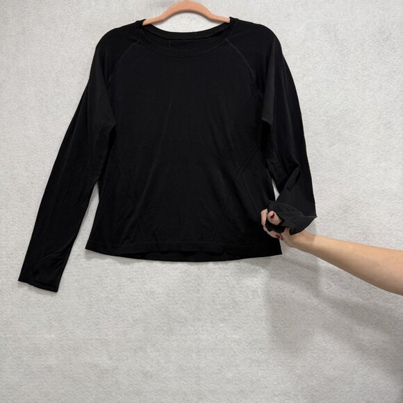 Athleta Shirt Womens Medium Black Long Sleeve Performance Running Top Athletic - Picture 2 of 6